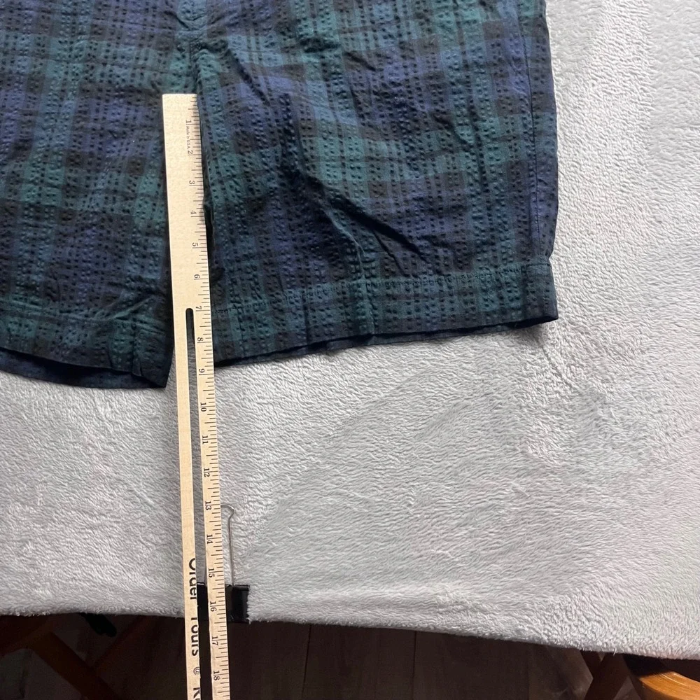 Polo Ralph Lauren Mens 36 Black Watch Tartan Plaid Seersucker Shorts Stretch Fit